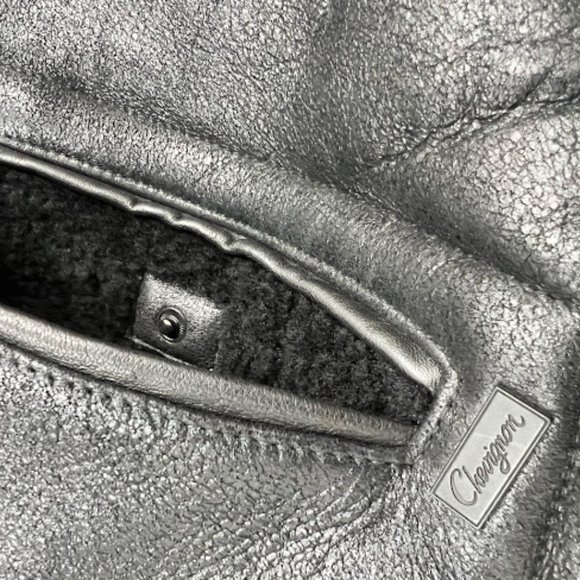 Chevignon Men's Aviator Black Leather Jacket Size XXL - Picture 11 of 14